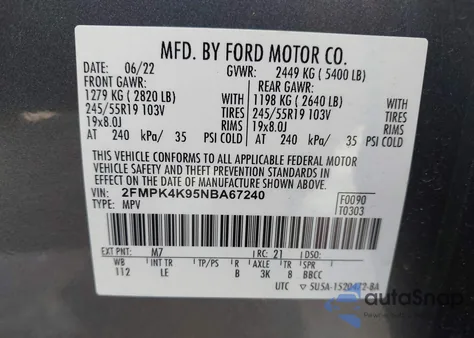 2022 Ford Edge Titanium from USA, damaged, VIN 2FMPK4K95NBA67240